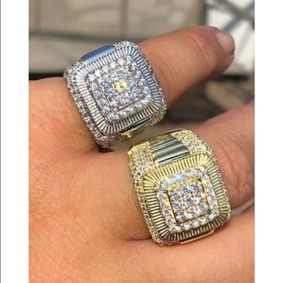 Mens Heavy Solid 925 Iced Out Diamond Ring NEW - Picture 4 of 6
